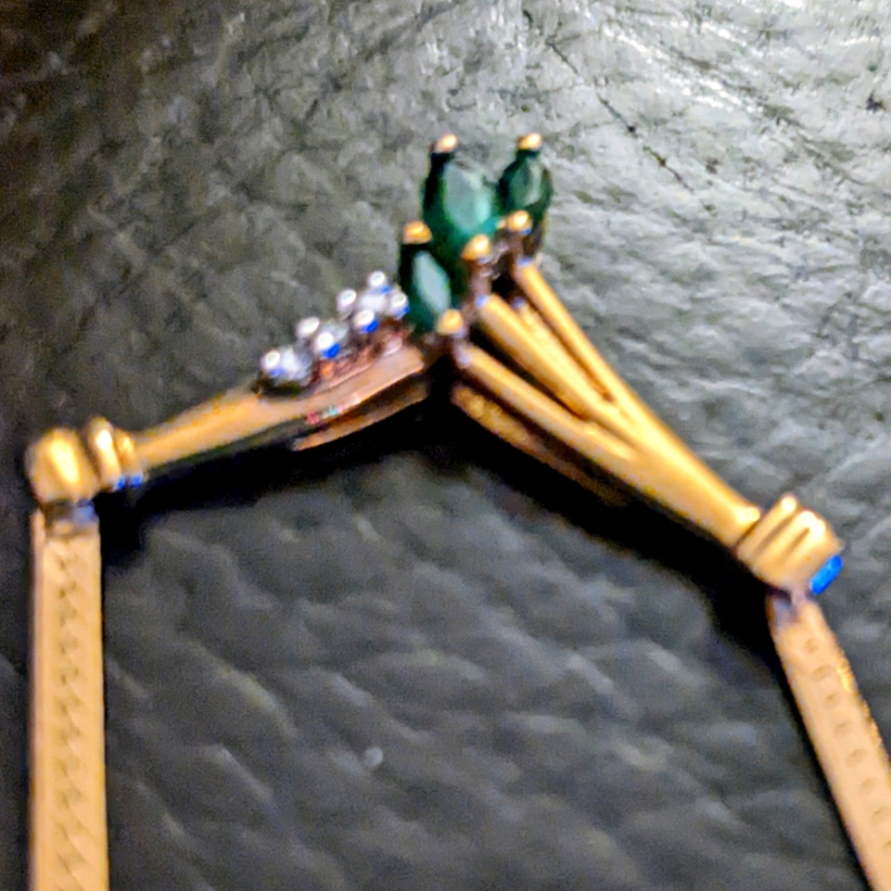 Emerald Gold and Diamond Chevron Necklace.